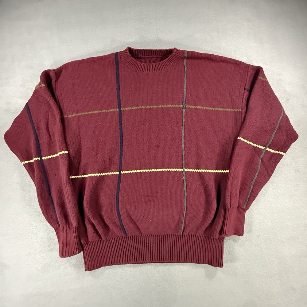 Nautica Men's Sweater‎ Size Medium Crewneck Long Sleeve Pullover Red Maroon Y2K
